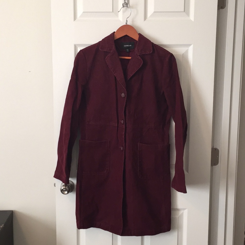 Express Burgundy/Wine Color Trench - Size 9/10